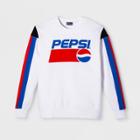 Men's Long Sleeve Pepsi Fleece Crew Pullover Sweatshirt - White