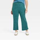 Women's Plus Size High-rise Ribbed Sweater Pants - Ava & Viv Teal Blue