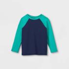 Toddler Boys' Long Sleeve Rash Guard Swim Shirt - Cat & Jack Blue