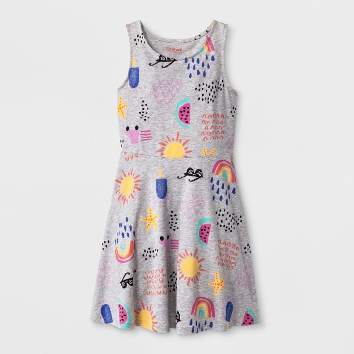 Girls' Printed Knit Dress - Cat & Jack Heather Gray