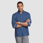 Men's Gingham Checked Slim Fit Long Sleeve Never Tuck Button-down Shirt - Van Heusen Navy