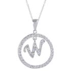 Journee Collection 2 2/5 Ct. T.w. Round-cut Cz Pave Set Initial W Pendant Necklace In Sterling Silver - Silver (18), Girl's,
