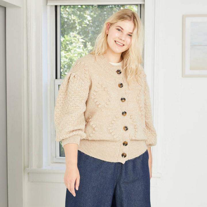 Women's Plus Size Cardigan- Who What Wear Beige