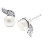 Target Sterling Silver Cubic Zirconia And Pearl Stud Earrings, Women's