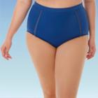 Women's Plus Size Slimming Control Mesh Inset High Waist Bikini Swim Bottom - Beach Betty By Miracle Brands Navy 1x, Women's, Size: