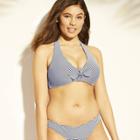 Women's Searsucker Tie Front Bikini Top - Kona Sol Blue D/dd Cup