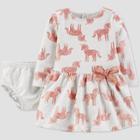 Baby Girls' Glitter Unicorns Romper - Just One You Made By Carter's Gray Newborn, Girl's