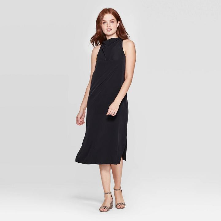 Women's Sleeveless Cowl Neck Tank Midi Dress - Prologue Black
