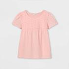 Girls' Crochet Short Sleeve T-shirt - Cat & Jack Powder Pink