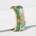 Semi-precious Gold Jade And Green Aventurine Stretch Bracelet - Universal Thread Green, Women's