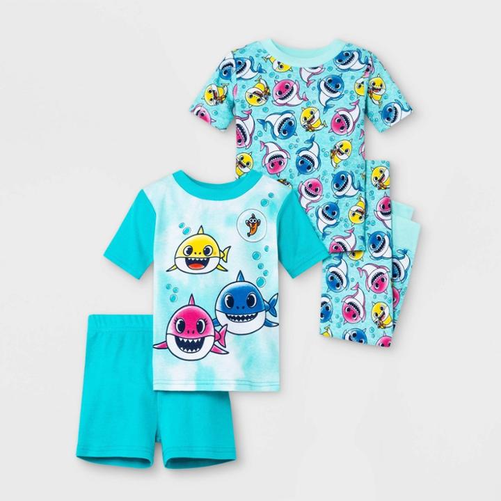 Baby Shark Toddler Boys' 4pc Toddler Shark Snug Fit Pajama