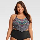 Beach Betty By Miracle Brands Women's Plus Size Slimming Control Flounce Bikini Top Bikini Swim Top - Black 3x,