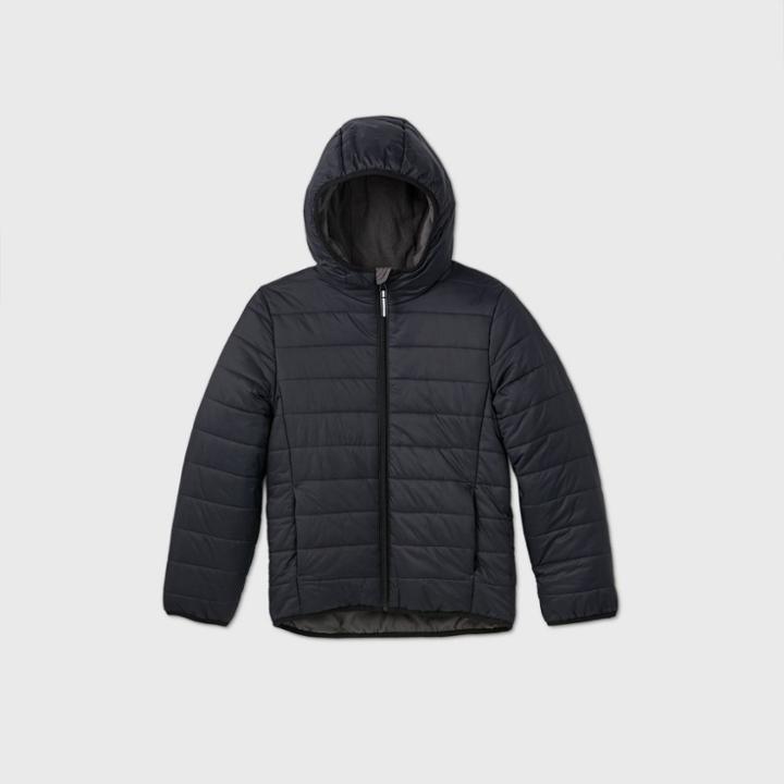 Kids' Microfleece Lined Puffer Jacket - Cat & Jack Black