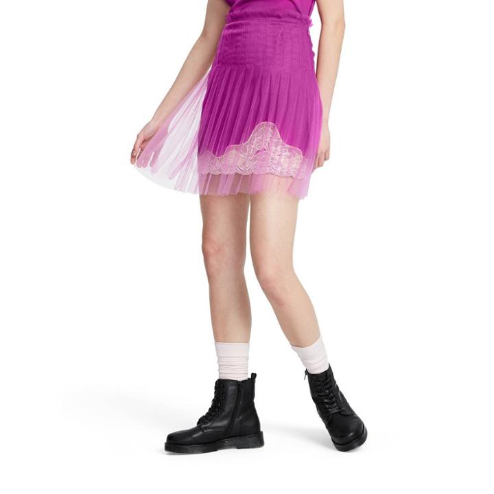 Women's Mid-rise Lace Tulle Mini Skirt - Rodarte For Target Magenta 14, Women's, Purple