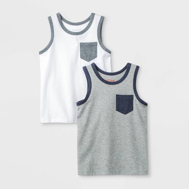 Toddler Boys' 2pk Tank Top - Cat & Jack White/gray 12m, Toddler Boy's