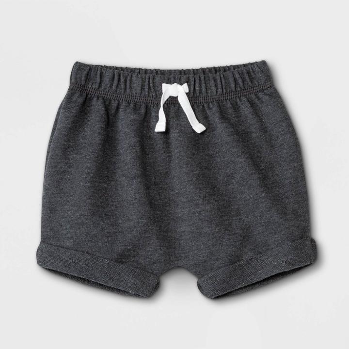 Baby Boys' Knit Pull-on Shorts - Cat & Jack Charcoal Heather Newborn, Grey/grey