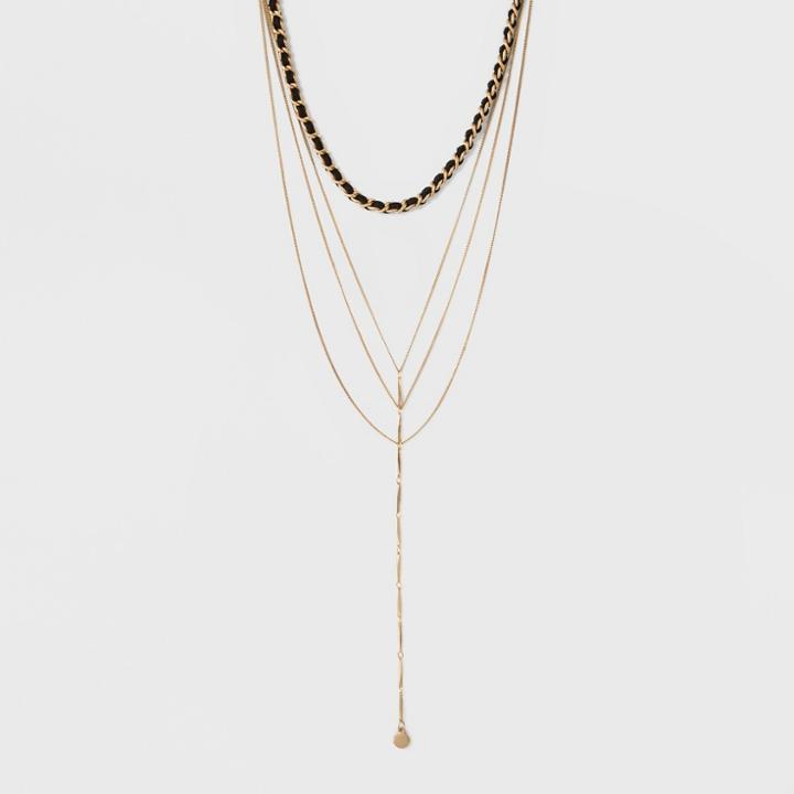 Distributed By Target Women's Necklace Layered Y Neck Choker With Mixed Chains - Gold