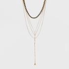 Distributed By Target Women's Necklace Layered Y Neck Choker With Mixed Chains - Gold