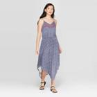 Women's Strappy V-neck Easy Waist Knit Dress With Embroidery - Knox Rose Blue