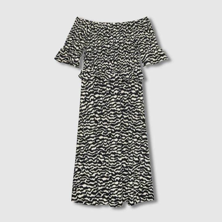 Women's Zebra Print Short Sleeve Dress - Who What Wear Black
