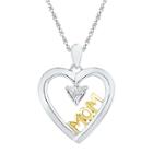 Target Round Diamond Accent Miracle Set Mom Heart Pendant In Sterling Silver With Yellow Plating, Women's, White/yellow