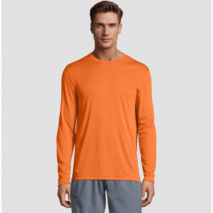 Hanes Men's Big & Tall Long Sleeve Cooldri Performance T-shirt -neon Orange 3xl, Neon Orange