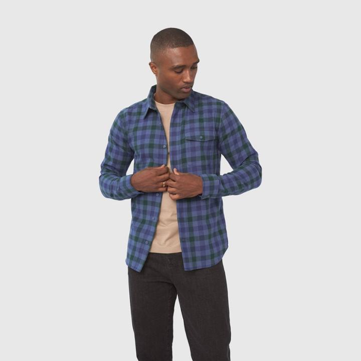 United By Blue Men's Long Sleeve Flannel Shirt - Oxford Blue