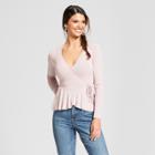 Women's Long Sleeve Wrap Front T-shirt - Soul Cake (juniors') Purple/white