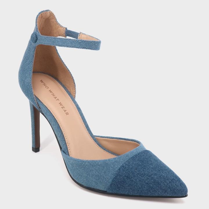 Women's Zahara Denim Toe Cap Stileto Pumps - Who What Wear Navy (blue)