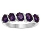 Journee Collection 1 1/10 Ct. T.w. Oval-cut Amethyst Five Stone Semi Bezel Set Ring In Sterling Silver - Purple,