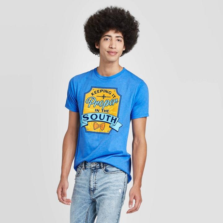 Men's Short Sleeve Crewneck South Style Graphic T-shirt - Awake Blue S, Men's,