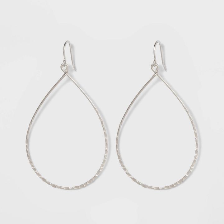 Sterling Silver Hammered Teardrop Drop Earrings - Universal Thread Silver, Women's