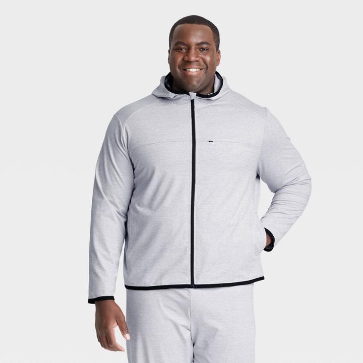Men's Big & Tall Lightweight Knit Full Zip Sweatshirt - All In Motion White