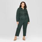 Women's Plus Size Long Sleeve Structured Jumpsuit - Universal Thread Green X