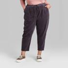 Women's Plus Size High-rise Drawstring Corduroy Pants - Wild Fable Dark Gray 1x, Women's,