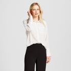 Women's Long Sleeve Silky Button-up Blouse - Who What Wear White Windowpane