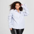 Women's Plus Size Long Sleeve Drawstring Top - Who What Wear Blue