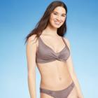 Women's Twist-front Bralette Bikini Top - Shade & Shore Metallic