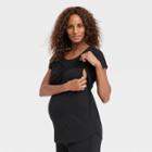 Nursing Top And Shorts Sleep Maternity Pajama Set - Isabel Maternity By Ingrid & Isabel Black