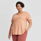 Women's Plus Size Short Sleeve Scoop Neck Relaxed T-shirt - Ava & Viv Pink 1x, Women's,