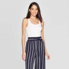 Women's Slim Fit Sleeveless Scoop Neck Rib Tank Top - A New Day White