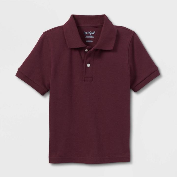 Toddler Boys' Short Sleeve Interlock Uniform Polo Shirt - Cat & Jack Burgundy