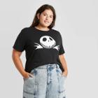 Women's Disney Jack Nightmare Before Christmas Plus Size Short Sleeve Graphic T-shirt - Black