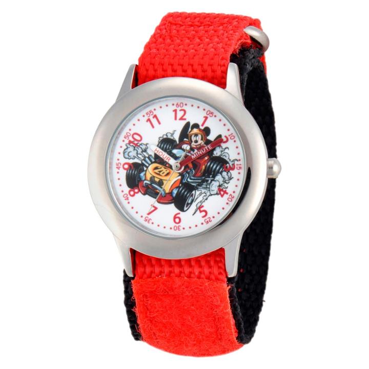 Boys' Disney Mickey Mouse Stainless Steel Time Teacher Watch - Red