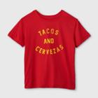 Fifth Sun Women's Tacos And Cervezas Short Sleeve Graphic T-shirt - Red