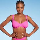 Juniors' Ribbed Underwire Bikini Top - Xhilaration Light Pink D/dd Cup