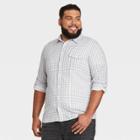 Men's Tall Checked Standard Fit Double Weave Long Sleeve Button-down Shirt - Goodfellow & Co Gray