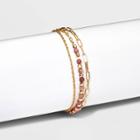 Gold Dipped Rhodochrosite Multi-strand Bracelet - A New Day Pink