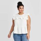 Women's Plus Size Sleeveless Ruffle Top - Universal Thread White 1x, Women's,
