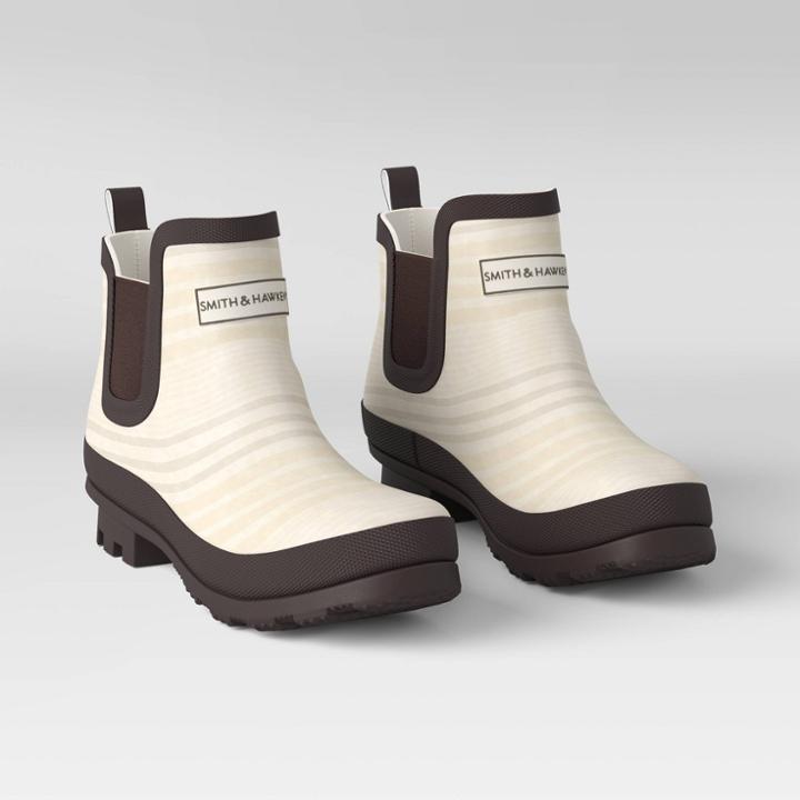 Smith & Hawken Women's Short Gardening Boots Light Beige Stripe Size 7 -